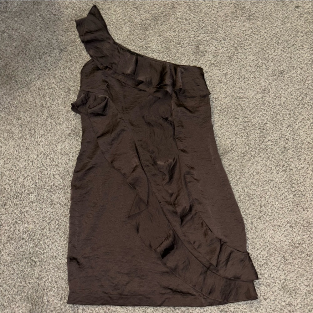 NWT Alyn Paige One Shoulder Ruffled Satin Dress Size 7/8